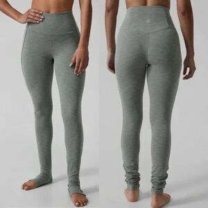 Athleta Elation Over the Heel Tights Pants Womens XS Heather Grey High Rise